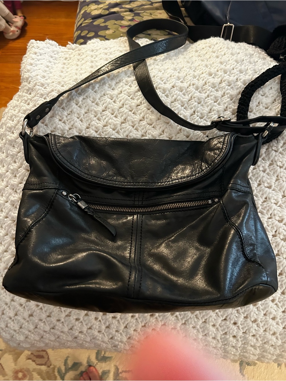 Large “The Sak” Black Leather crossbody.